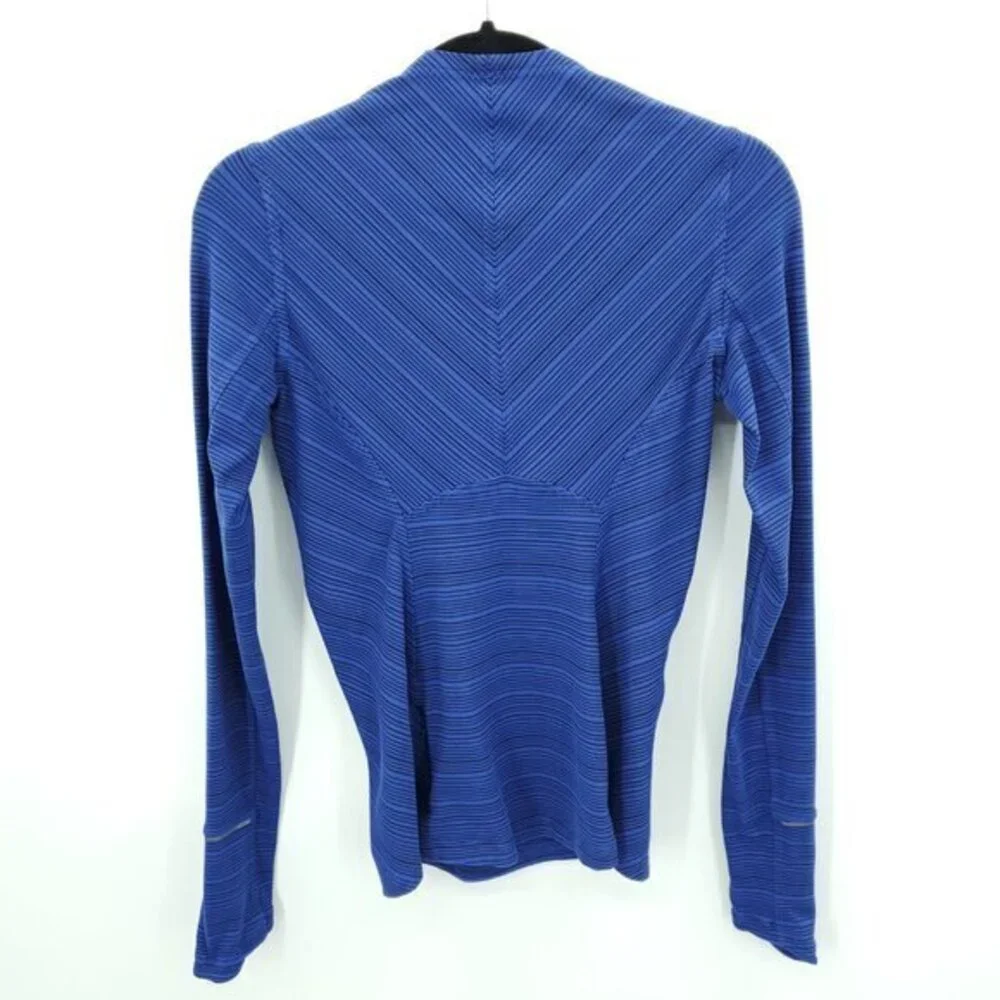 Lululemon Kanto Catch Me Long Sleeve 4 Kanto Stripe Sapphire Blue Black